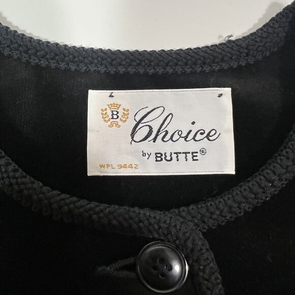 Vintage Choice by Butte Velvet Velour Button Up Jacket  Women’s Size 12 Black - Picture 6 of 12